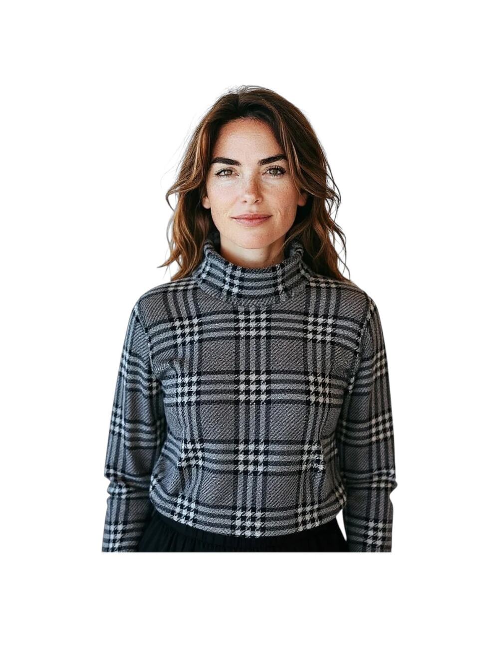 Women’s Theory Zip Cowl Black White Pullover Sweater w Ribbed Cuffs and Hem- M